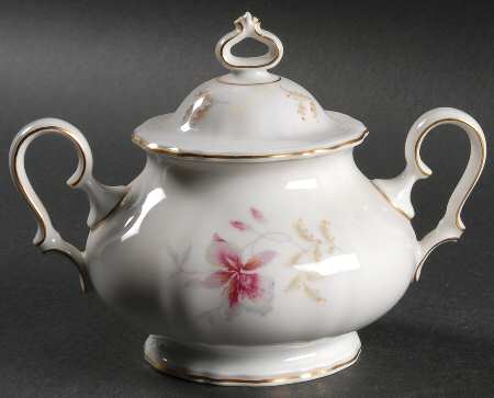 Orchid (Chippendale, White) Sugar Bowl & Lid