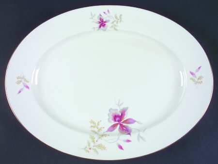 Orchid (Aida, White) 14" Oval Serving Platter