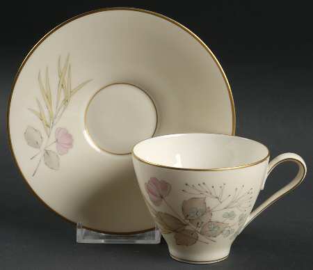 Parisian Spring Ivory (Gold Trim) Flat Cup & Saucer Set