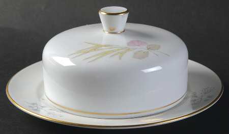 Parisian Spring White (Gold Trim) Round Covered Butter