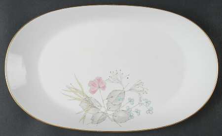 Parisian Spring White (Gold Trim) 13" Oval Serving Platter