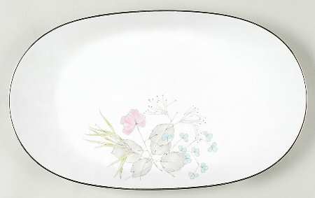 Parisian Spring White (Platinum Trim) 15" Oval Serving Platter