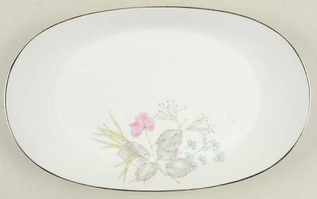 Parisian Spring White (Platinum Trim) 13" Oval Serving Platter