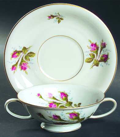 Petal Lane Footed Cream Soup Bowl & Saucer Set
