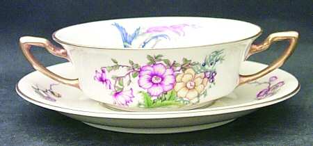 Phoenix (U.S. Zone, Gold Trim & Verge) Flat Cream Soup Bowl & Saucer Set