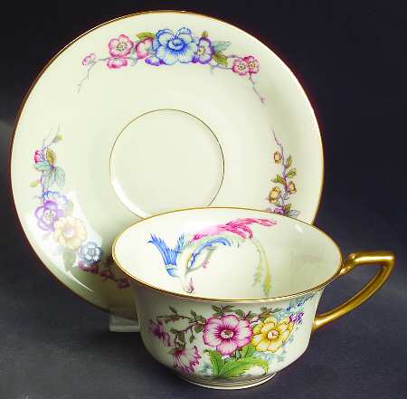Phoenix (U.S. Zone, Gold Trim & Verge) Flat Cup & Saucer Set