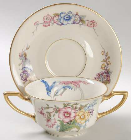 Phoenix (U.S. Zone, Gold Trim & Verge) Flat Bouillon Cup & Saucer
