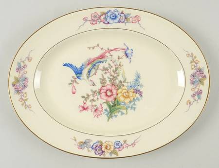 Phoenix (U.S. Zone, Gold Trim & Verge) 11" Oval Serving Platter by Rosenthal - Continental