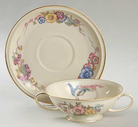 Phoenix (Winifred Shape) Footed Cream Soup Bowl & Saucer Set
