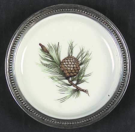 Pine Needles Coaster with Sterling Rim