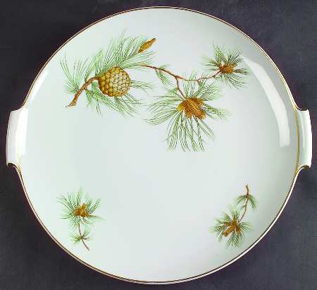 Pine Needles Handled Cake Plate