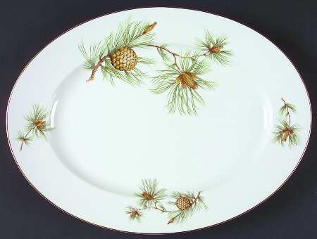 Pine Needles 15" Oval Serving Platter