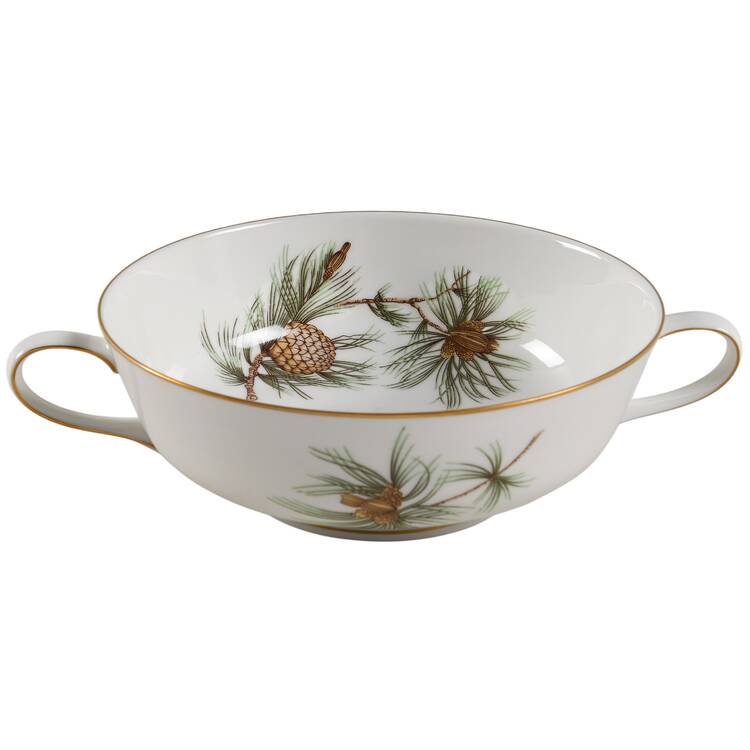 Pine Needles Flat Cream Soup Bowl