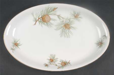 Pine Needles 15" Oval Serving Platter