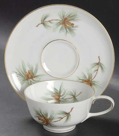 Pine Needles Flat Cup & Saucer Set