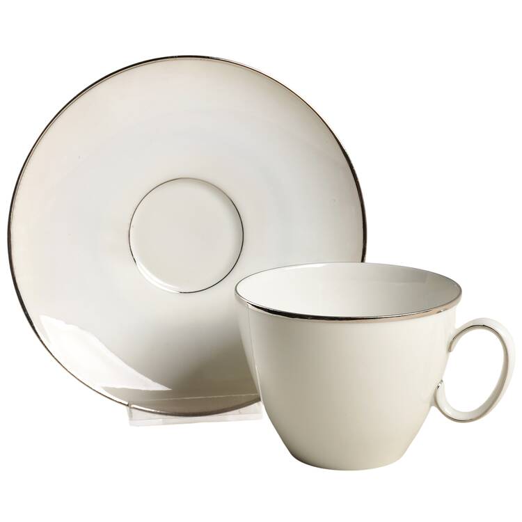 Platinum Band (Rhythm Shape) Flat Cup & Saucer Set