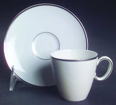 Platinum Band (Rhythm Shape) Flat Demitasse Cup & Saucer Set