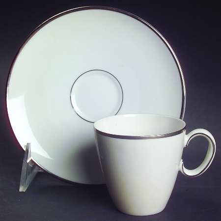 Platinum Band (Rhythm Shape) Flat Demitasse Cup & Saucer Set