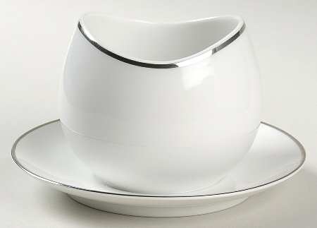 Platinum Band (Rhythm Shape) Coupe Soup Bowl w/Attached Underplate