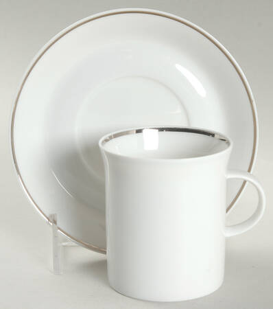 Platinum Band Linear Shape Flat Cup & Saucer Set