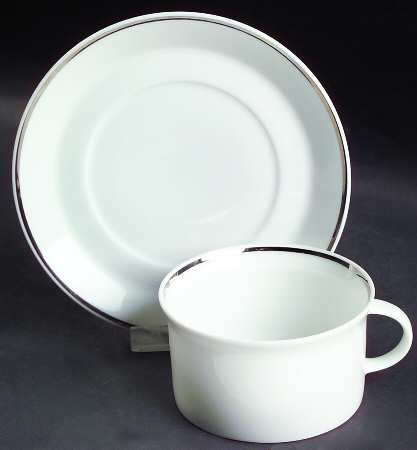 Platinum Band Linear Shape Flat Cup & Saucer Set