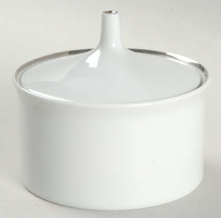 Platinum Band Linear Shape Sugar Bowl & Lid