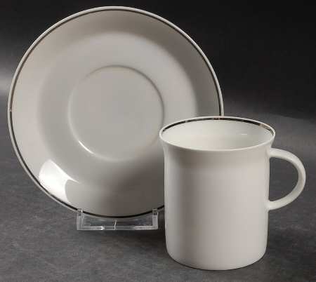 Platinum Band Linear Shape Flat Demitasse Cup & Saucer Set