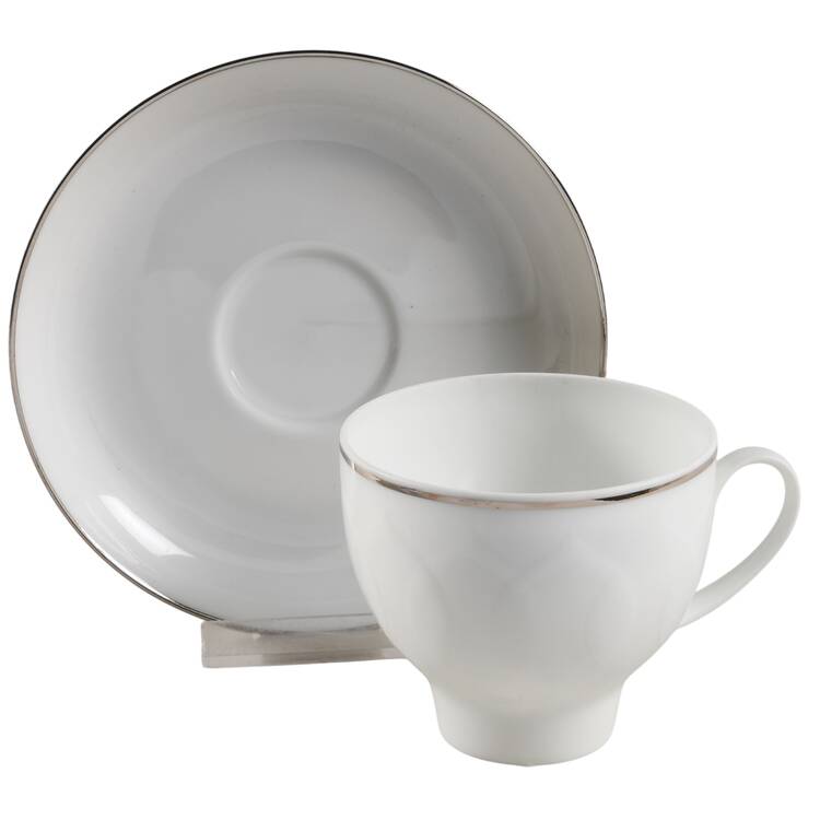 Platinum Band (Lotus Shape) Flat Cup & Saucer Set