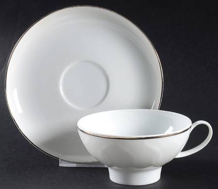 Platinum Band (Lotus Shape) Flat Cup & Saucer Set