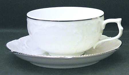 Platinum Band (Sanssouci, White) Flat Cup & Saucer Set