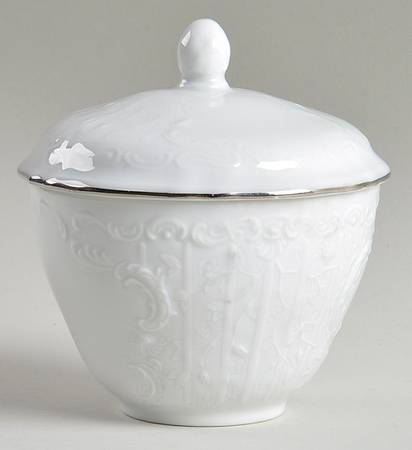 Platinum Band (Sanssouci, White) Sugar Bowl & Lid