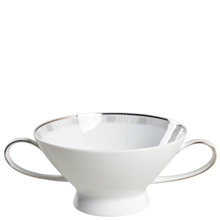 Platinum Lines Footed Cream Soup Bowl