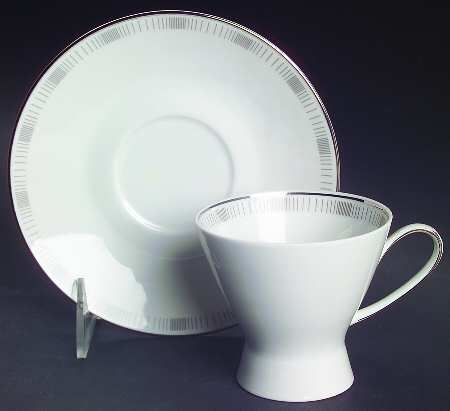 Platinum Lines Footed Cup & Saucer Set