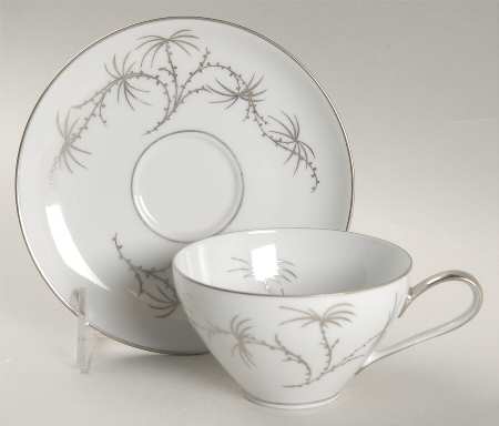 Platinum Palm Flat Cup & Saucer Set