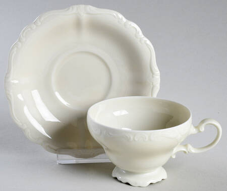 Pompadour Cream Footed Demitasse Cup & Saucer Set