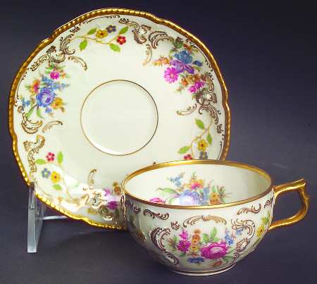 Pompadour (Sanssouci Shape) Flat Demitasse Cup & Saucer Set