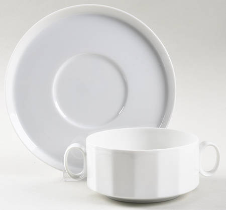 Polygon White Flat Cream Soup & Saucer Set