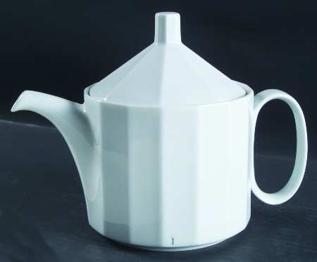 Polygon White Teapot & Lid