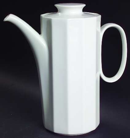Polygon White Coffee Pot & Lid