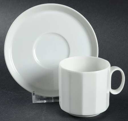Polygon White Flat Demitasse Cup & Saucer Set