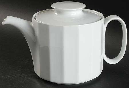 Polygon White Teapot & Lid
