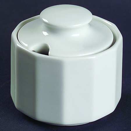 Polygon White Sugar Bowl & Lid