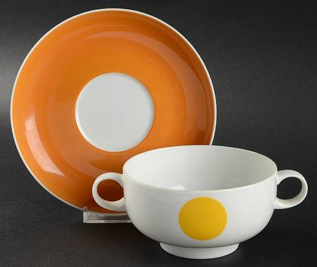 Punctal Footed Cream Soup Bowl & Saucer Set