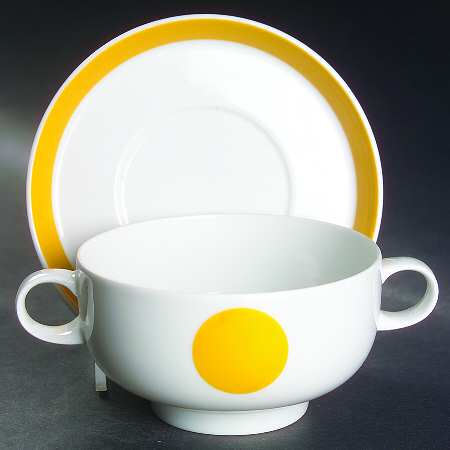 Punctal Footed Cream Soup Bowl & Saucer Set
