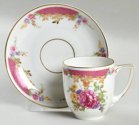 Queen's Rose (No Inner Gold Band) Flat Demitasse Cup & Saucer Set by Rosenthal - Continental