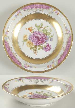 Queen's Rose (Wide Gold Inner Band) Rim Fruit/Dessert (Sauce) Bowl