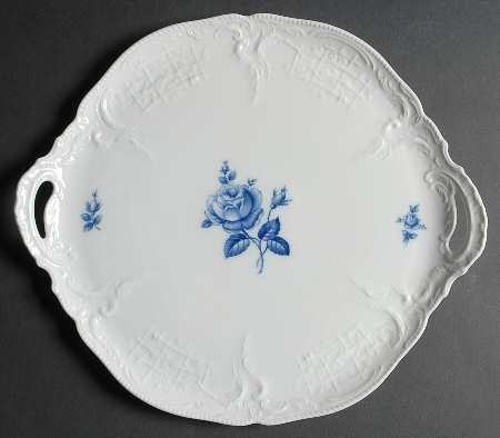 Sansoucci Blue Rose Handled Cake Plate