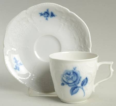 Sansoucci Blue Rose Footed Cup & Saucer Set