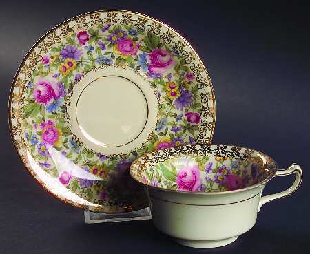 Garden Caprice (Smooth Edge) Flat Cup & Saucer Set