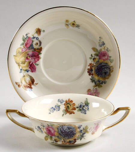 Gardenia Flat Cream Soup Bowl & Saucer Set